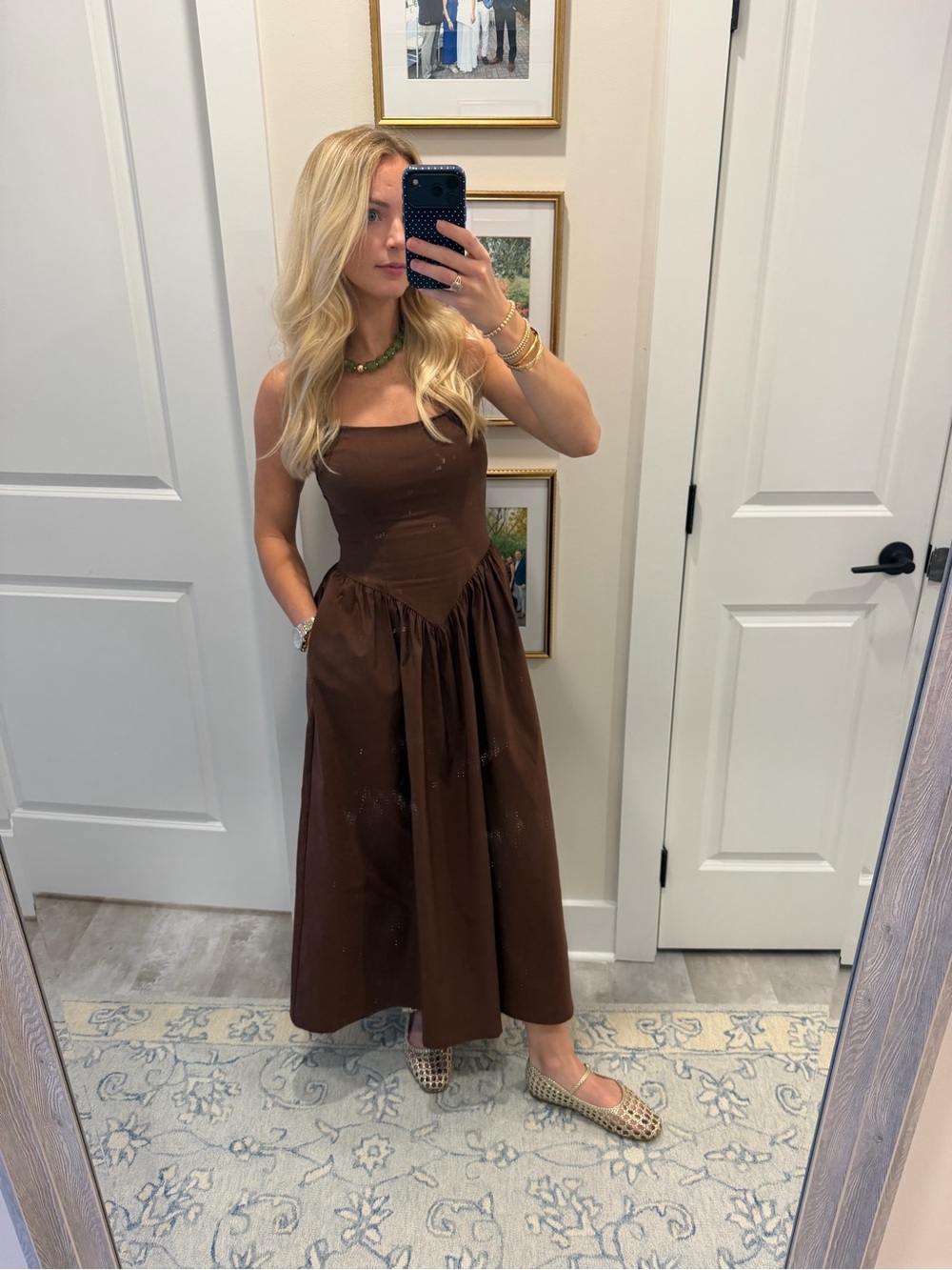 Chocolate Brown Square-Neck Maxi Dress